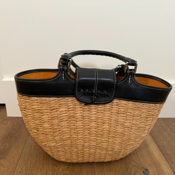 Coach Basket Handbag - with black leather trim - Picture 2 of 3